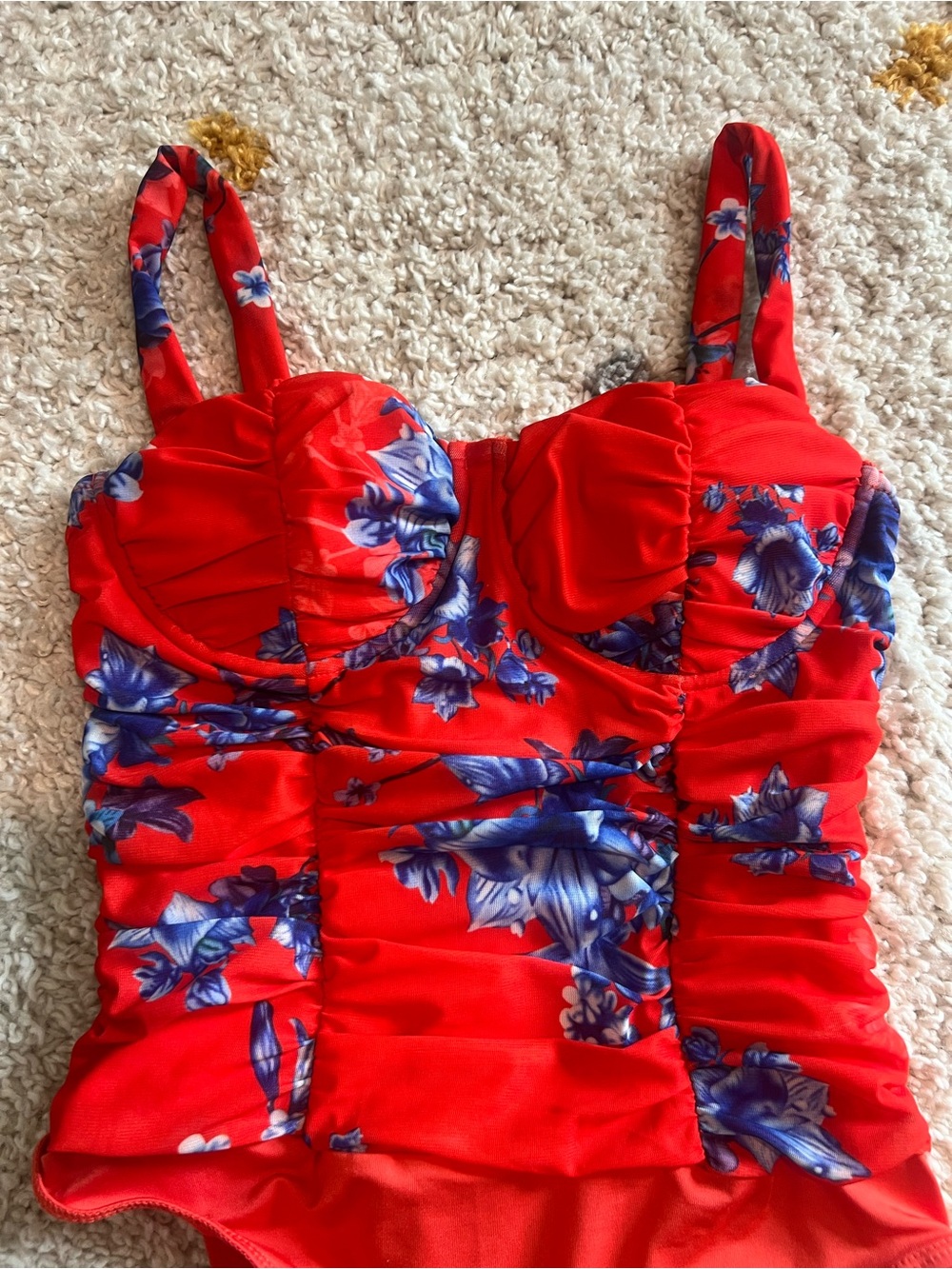 Red Floral Button bodysuit